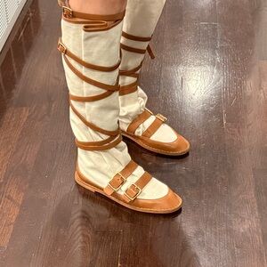 Tod’s Leather and Canvas Women's Boots 37